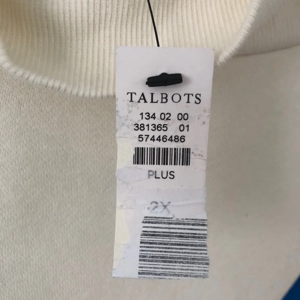 T By Talbots Plus French Terry Colorblock Mock Neck Pullover Sweatshirt 2X NWT